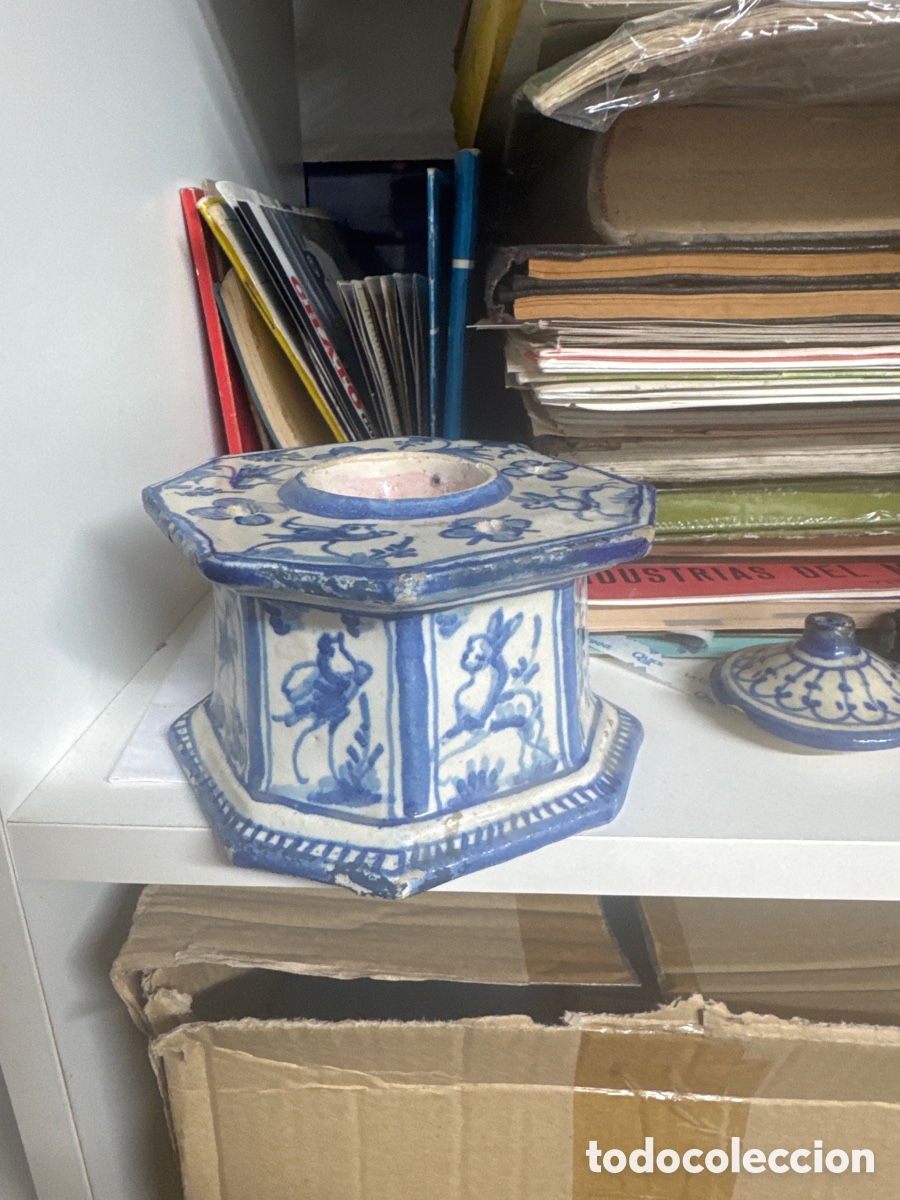 Antig&uuml;edades: Antiguo tintero de Talavera - Foto 3