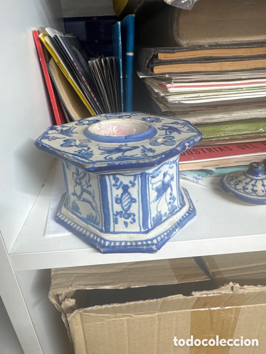 Antig&uuml;edades: Antiguo tintero de Talavera - Foto 4