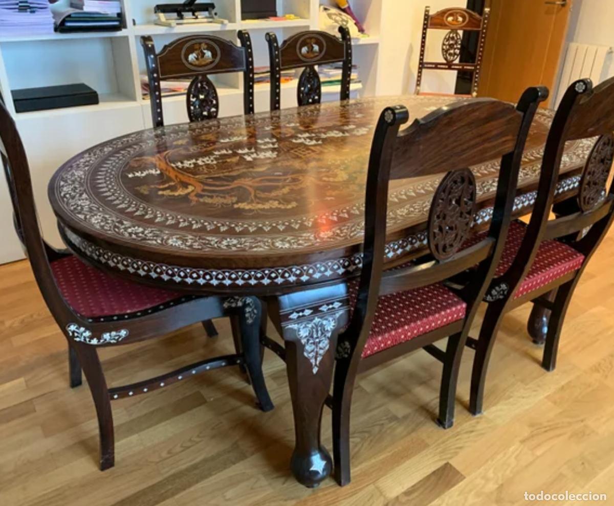 Antig&uuml;edades: Juego de mesa y Sillas de India - Foto 6