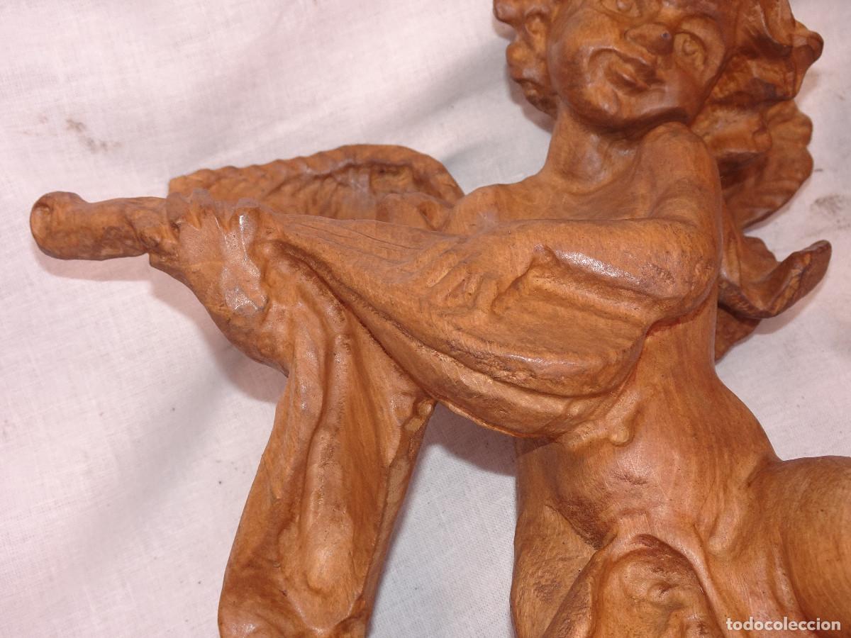 Antig&uuml;edades: Angelitos de madera tallada,pareja. - Foto 4