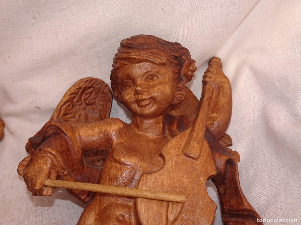 Antig&uuml;edades: Angelitos de madera tallada,pareja. - Foto 6