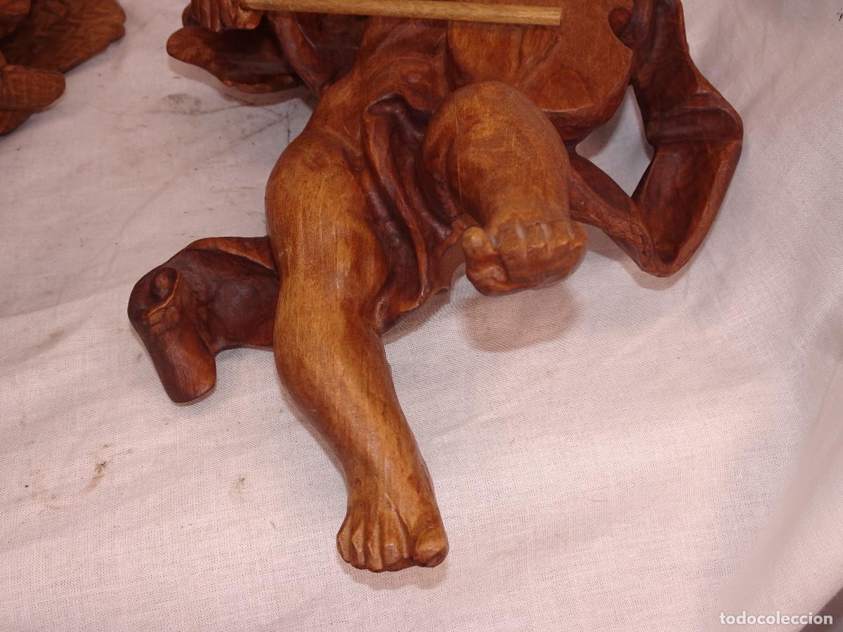 Antig&uuml;edades: Angelitos de madera tallada,pareja. - Foto 7