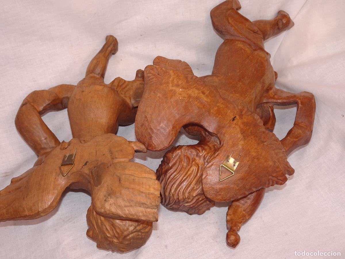 Antig&uuml;edades: Angelitos de madera tallada,pareja. - Foto 10
