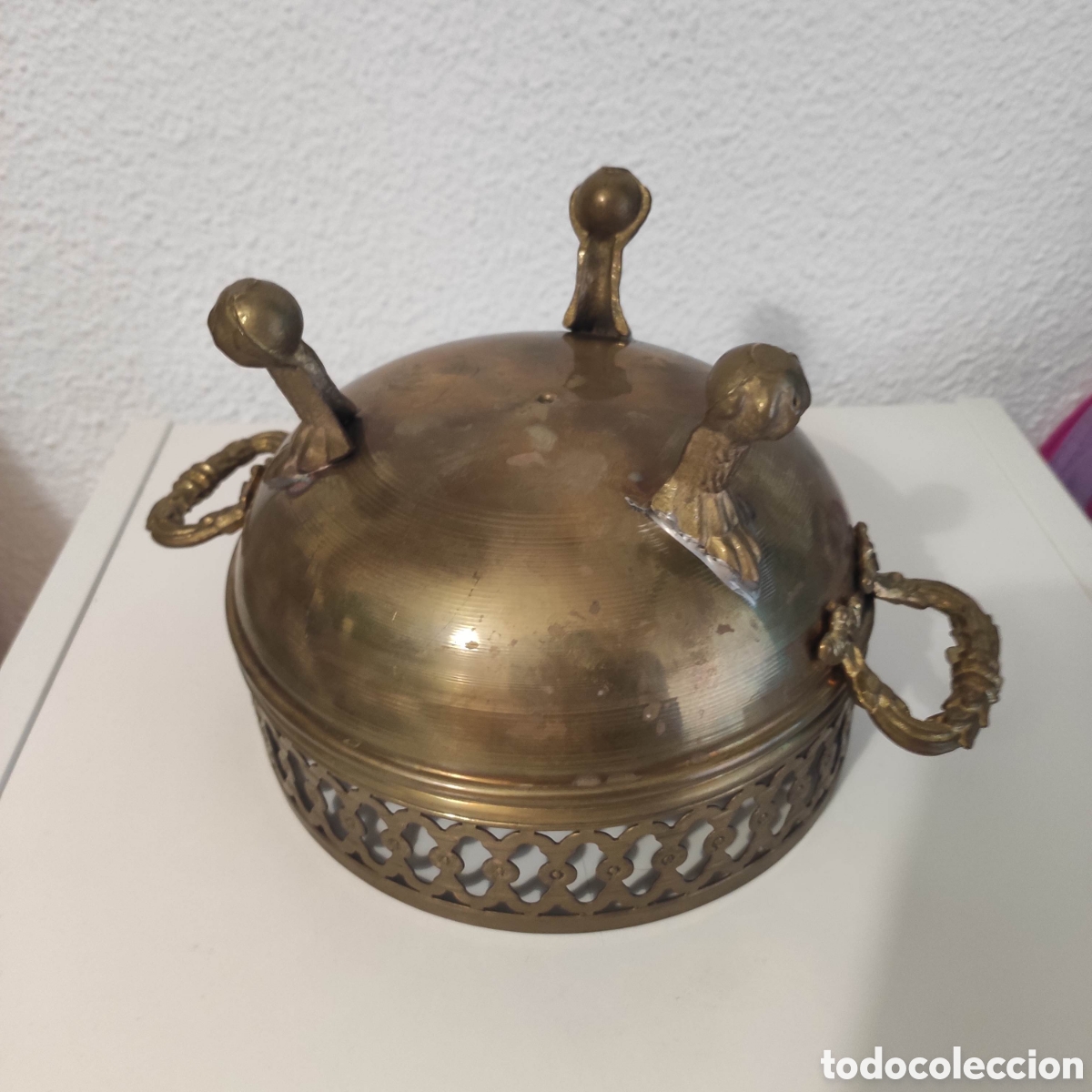 Antig&uuml;edades: CENTRO DE MESA O MACETERO BRONCE LATON - Foto 2