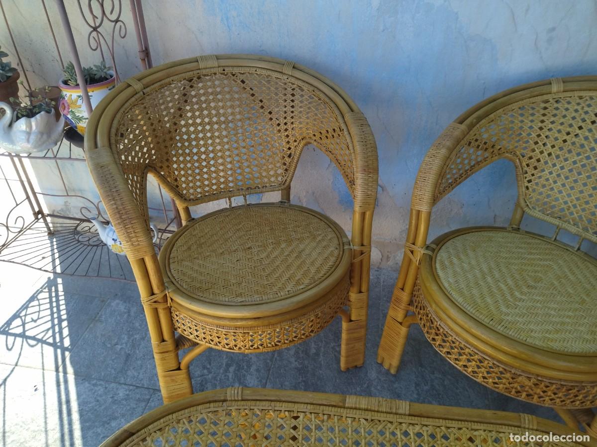 Antig&uuml;edades: Conjunto de mesa y 1 sill&oacute;n de Bamb&uacute; y rat&aacute;n. Pelangi - Foto 5