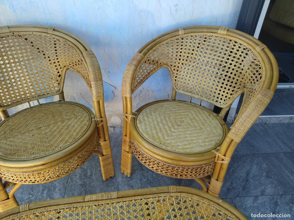 Antig&uuml;edades: Conjunto de mesa y 1 sill&oacute;n de Bamb&uacute; y rat&aacute;n. Pelangi - Foto 6