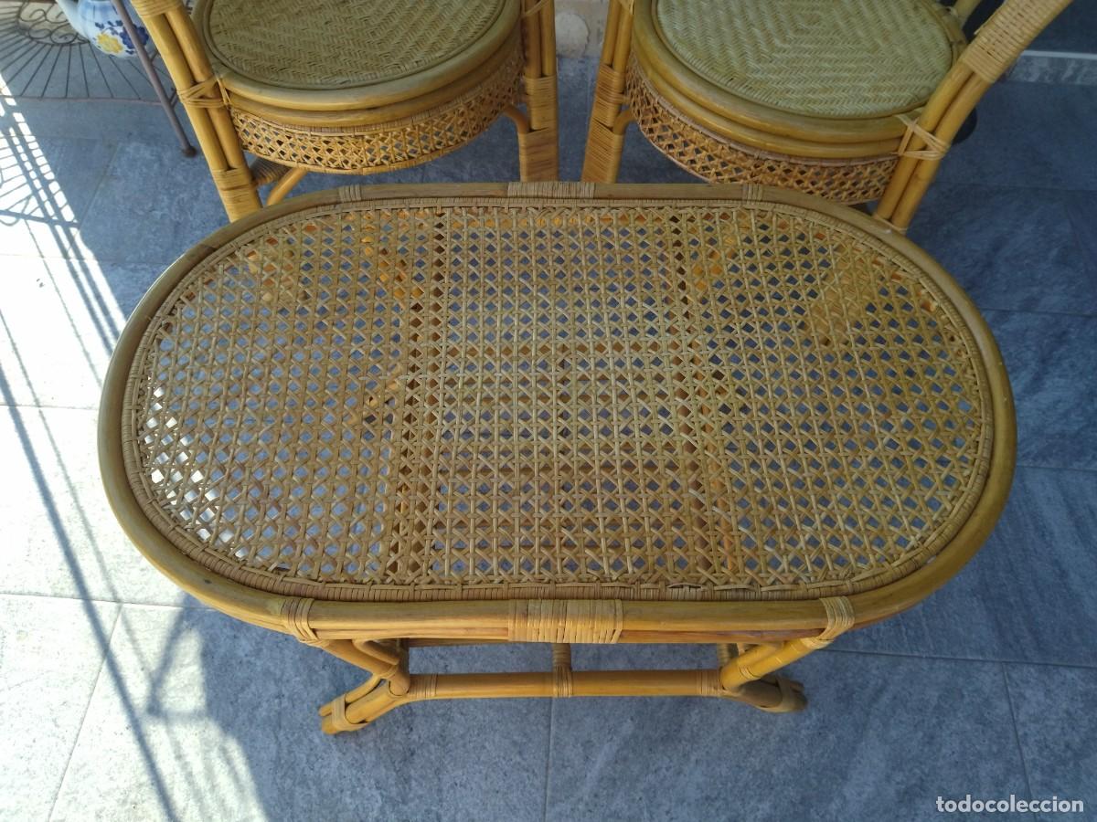 Antig&uuml;edades: Conjunto de mesa y 1 sill&oacute;n de Bamb&uacute; y rat&aacute;n. Pelangi - Foto 7