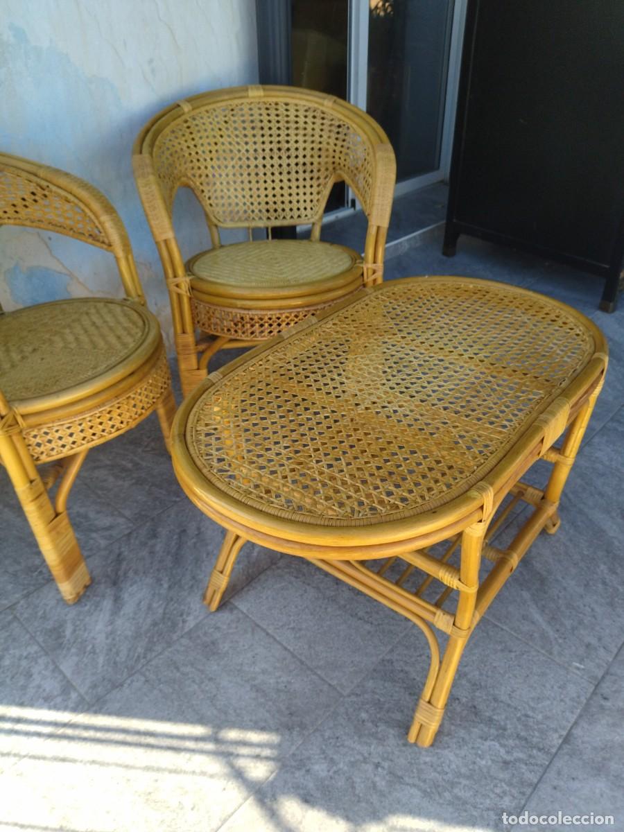 Antig&uuml;edades: Conjunto de mesa y 1 sill&oacute;n de Bamb&uacute; y rat&aacute;n. Pelangi - Foto 10