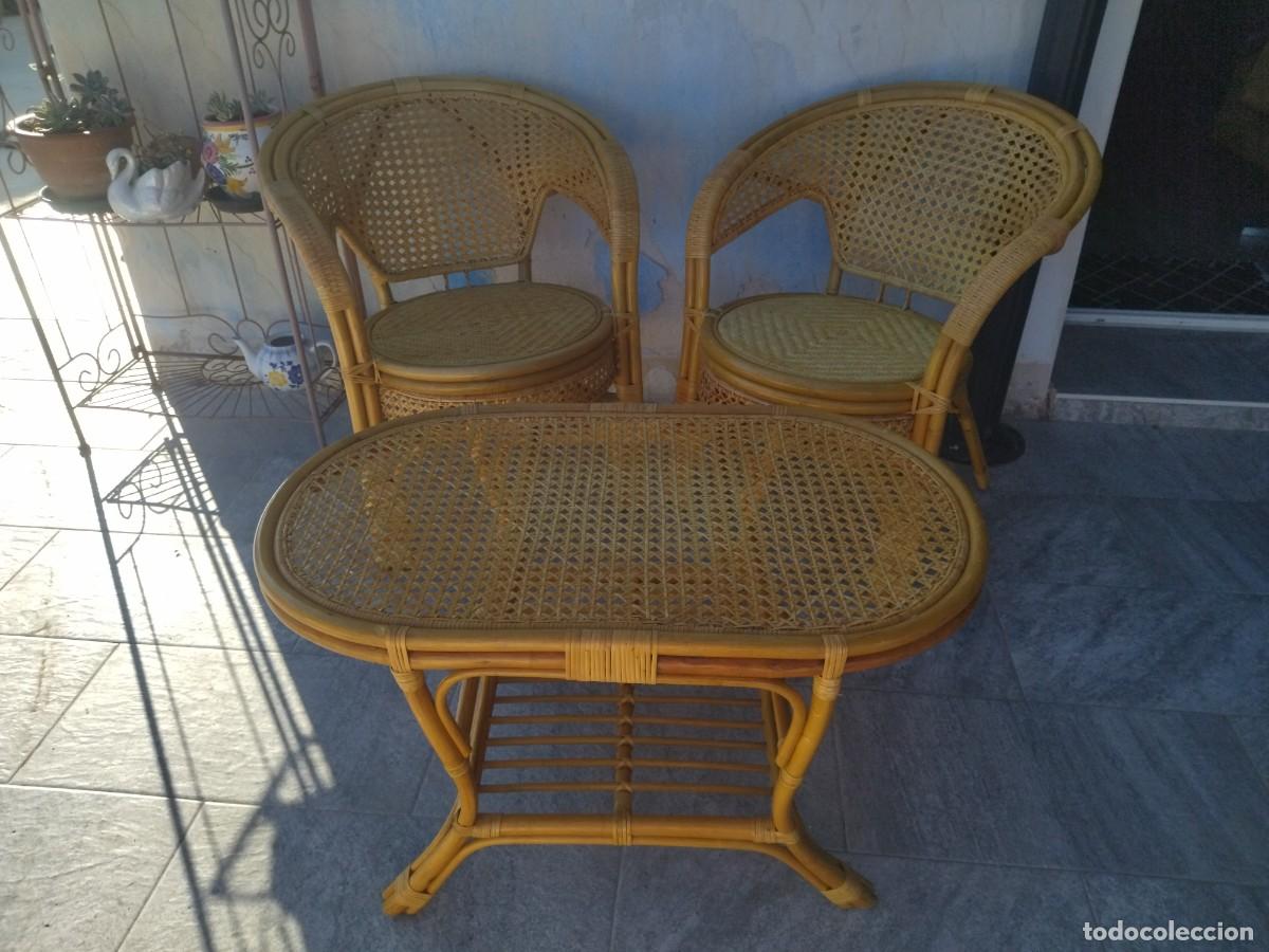 Antig&uuml;edades: Conjunto de mesa y 1 sill&oacute;n de Bamb&uacute; y rat&aacute;n. Pelangi - Foto 18