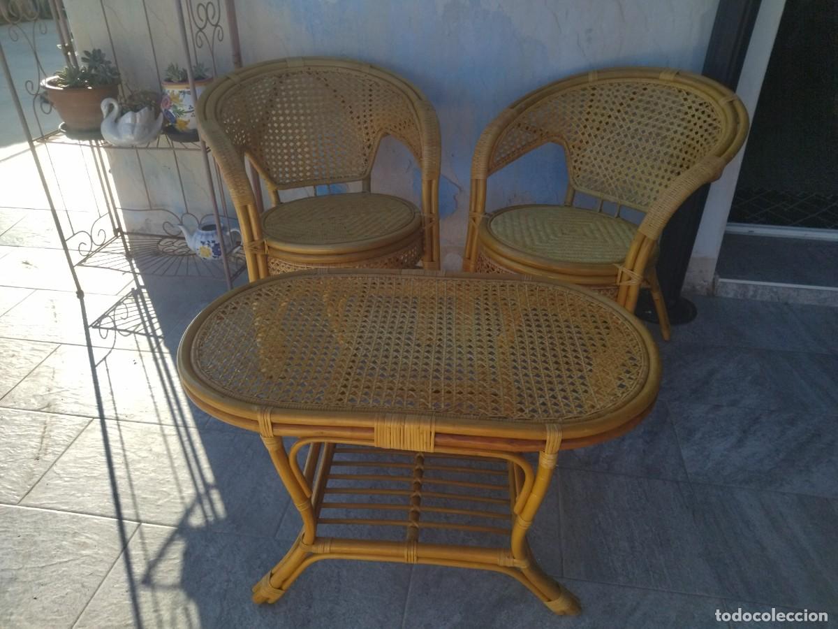 Antig&uuml;edades: Conjunto de mesa y 1 sill&oacute;n de Bamb&uacute; y rat&aacute;n. Pelangi - Foto 19