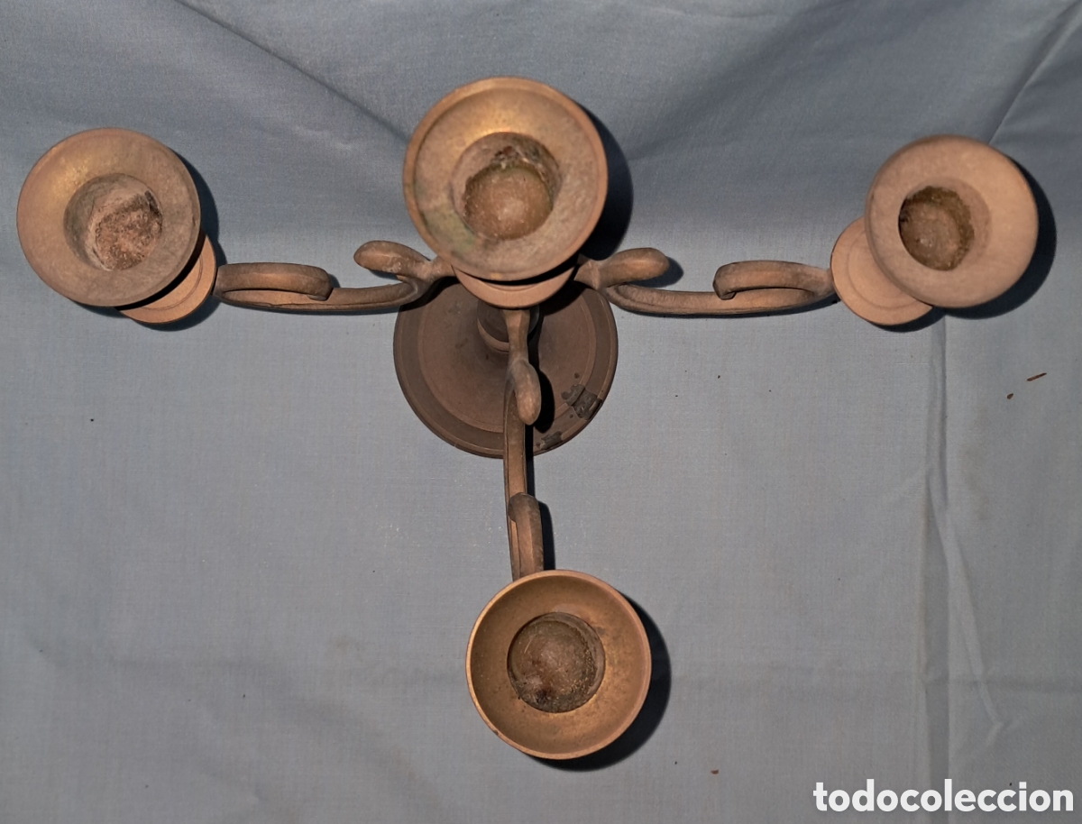 Antig&uuml;edades: ANTIGUO CANDELADRO DE BRONCE DE 4 BRAZOS - Foto 2