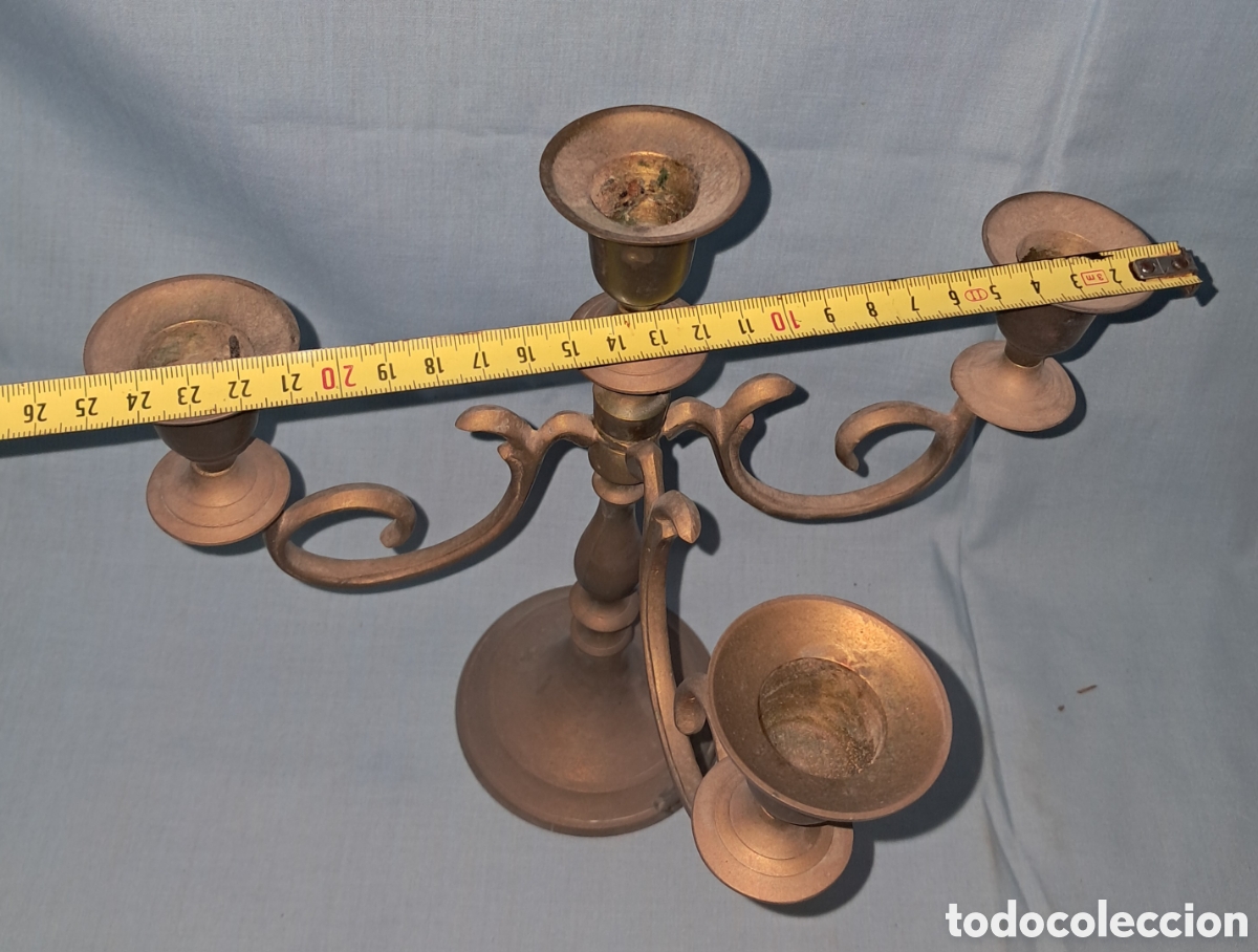 Antig&uuml;edades: ANTIGUO CANDELADRO DE BRONCE DE 4 BRAZOS - Foto 7