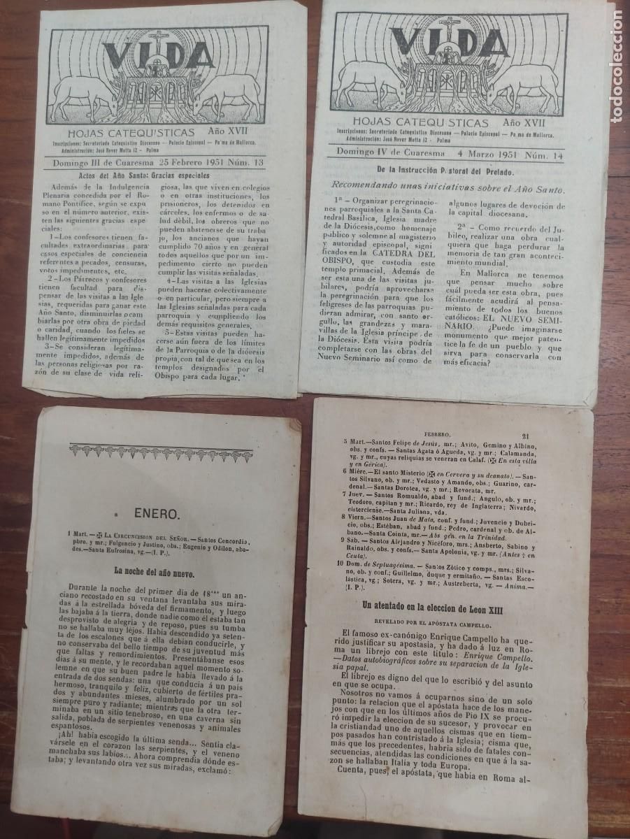 Antig&uuml;edades: Hojas catequisticas.1951. - Foto 1