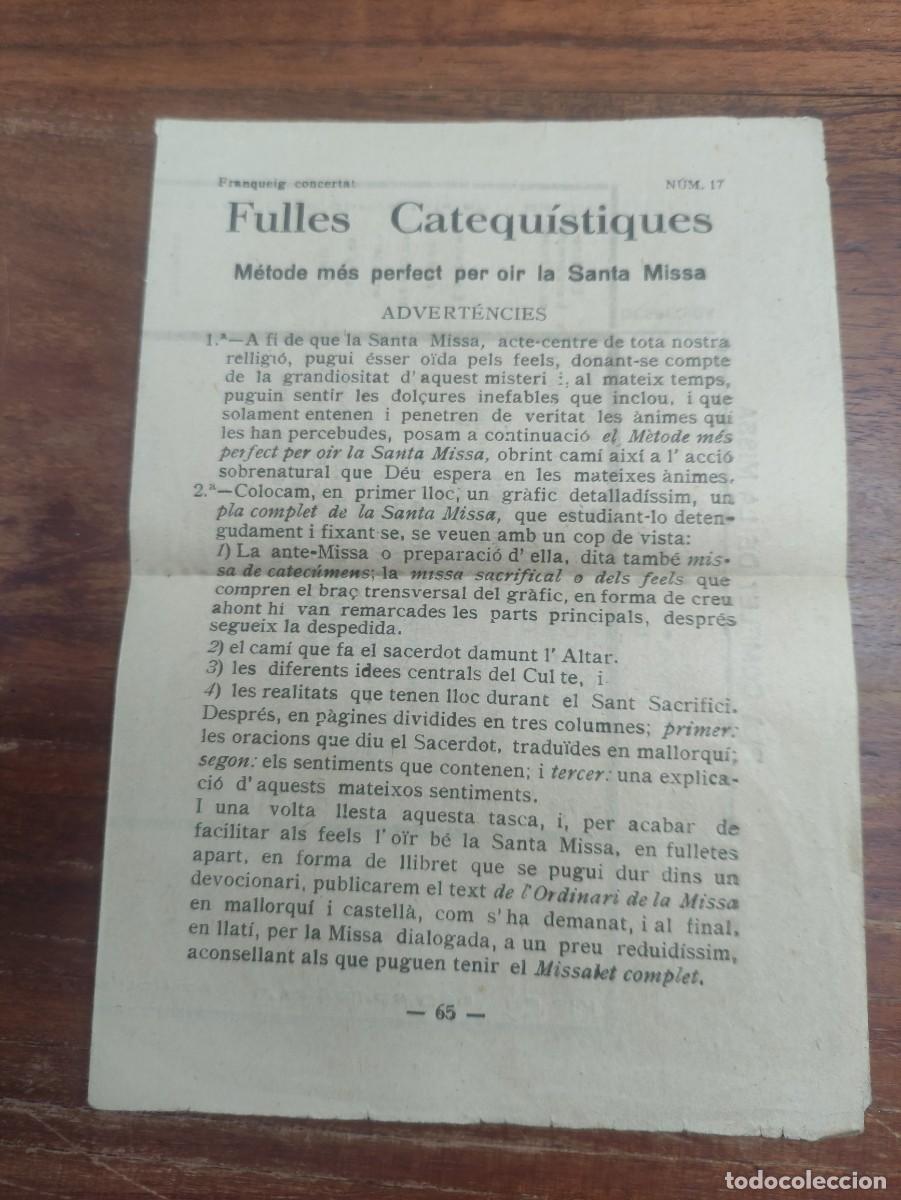 Antig&uuml;edades: Fulles catequ&iacute;stiques. Catalan-mallorquin. - Foto 1