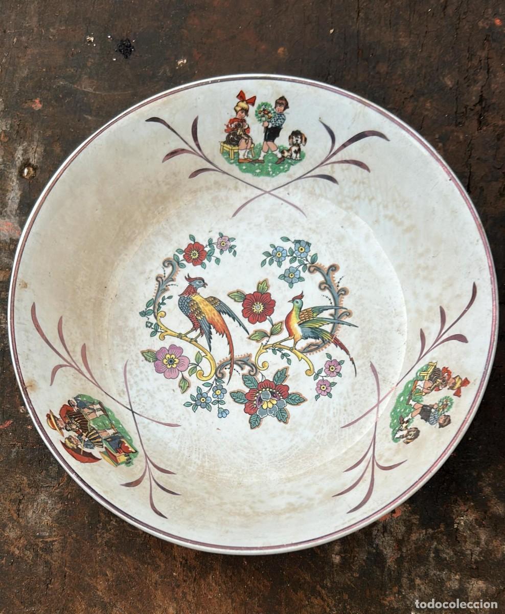 Antig&uuml;edades: PLATO ANTIGUO CON PAJAROS DE 23 CMS. DE DIAMETRO - Foto 1