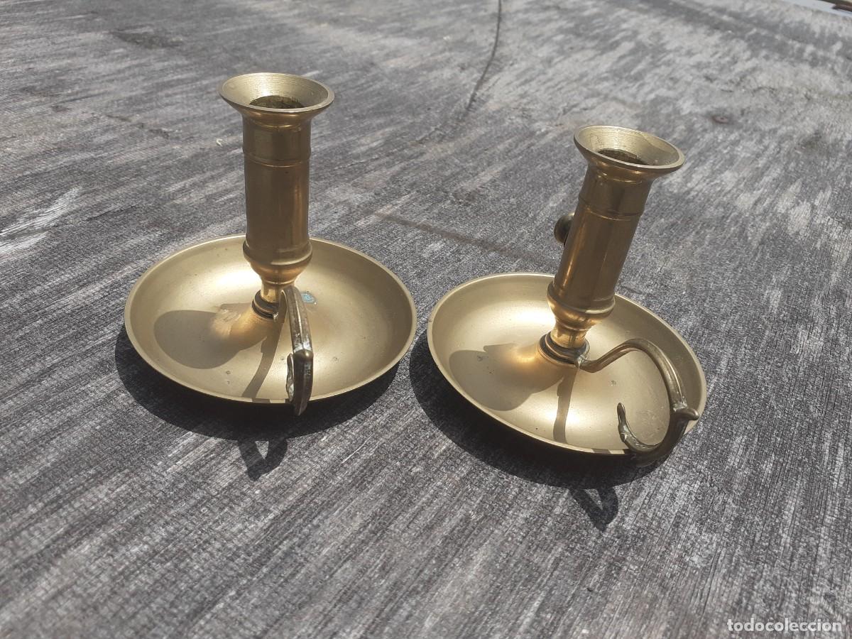 Antig&uuml;edades: Palmatorias con bot&oacute;n para subir la vela - Foto 2
