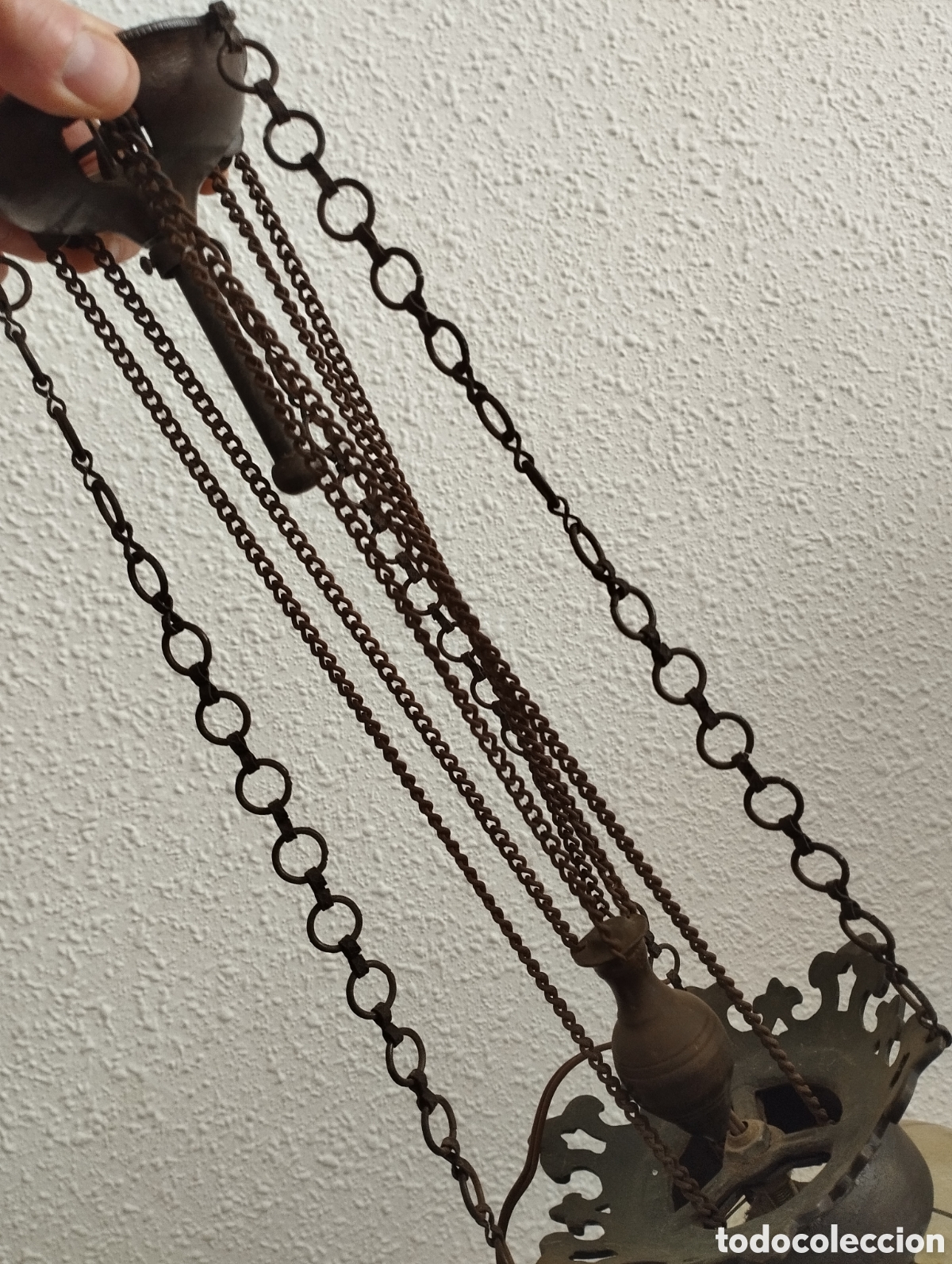 Antig&uuml;edades: Antigua L&aacute;mpara c.Juego Polea. - Foto 9