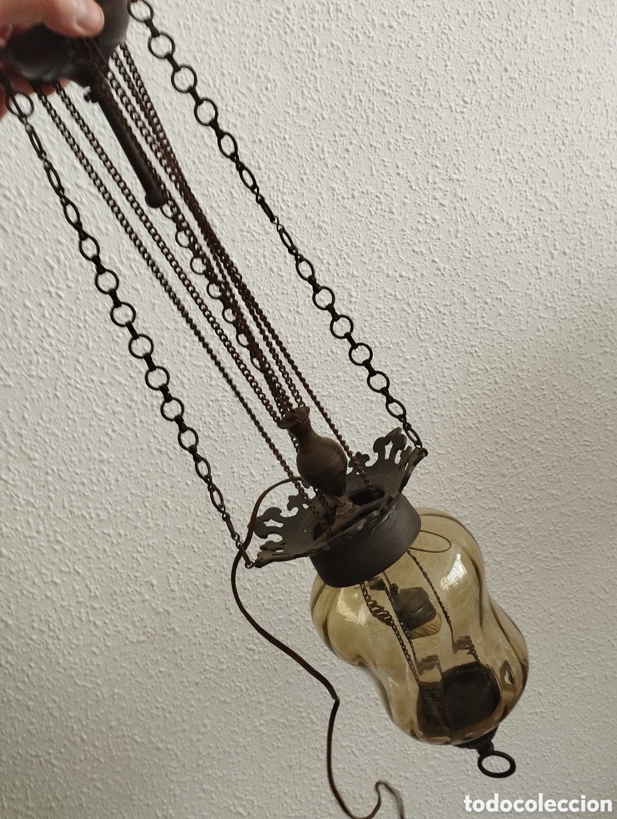 Antig&uuml;edades: Antigua L&aacute;mpara c.Juego Polea. - Foto 2