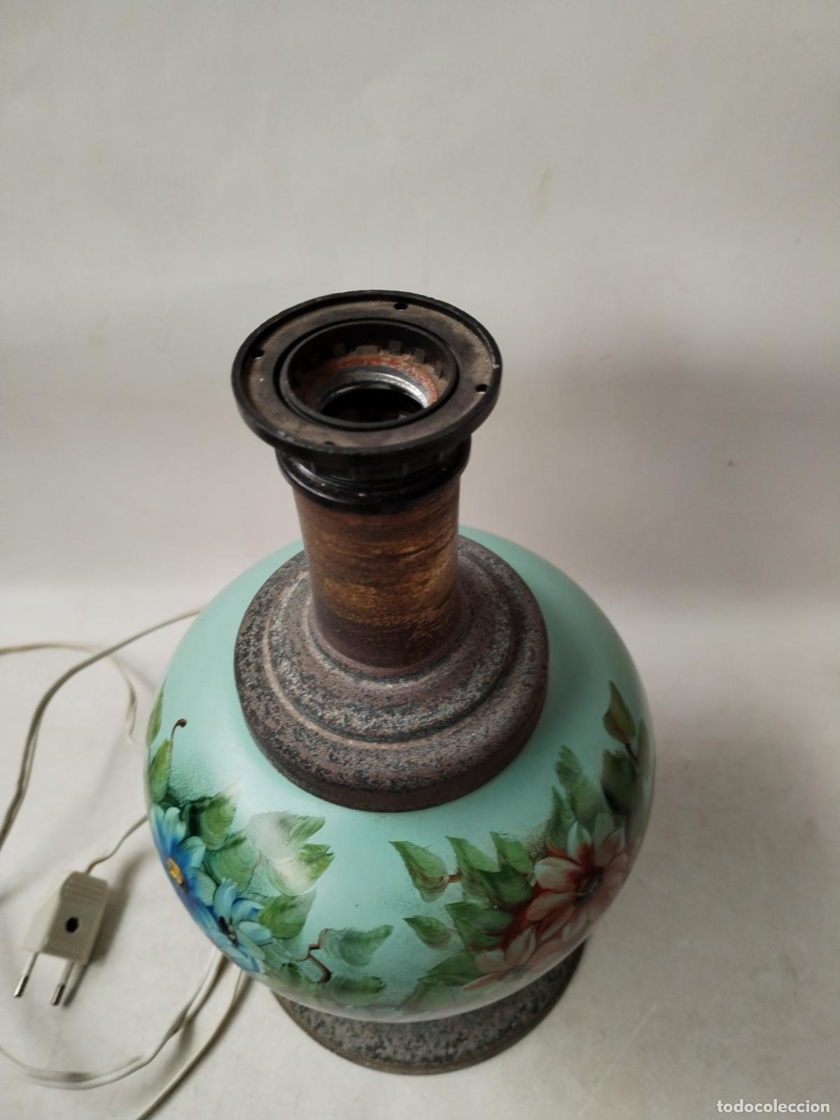 Antig&uuml;edades: lampara de sobremesa pintada a mano - Foto 8