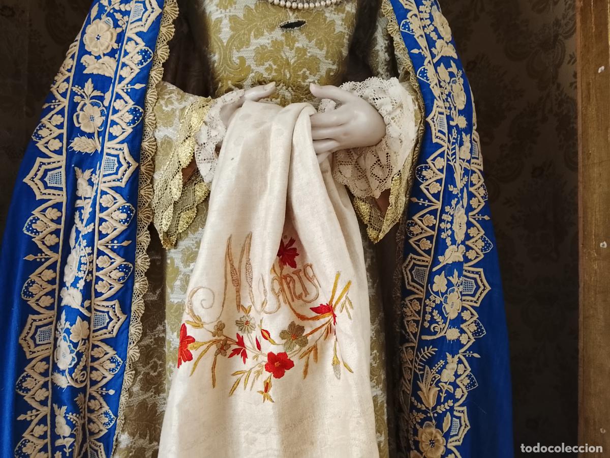 Antiguidades: ANTIGUA TOALLA BORDADA A MANO CON EL NOMBRE DE MARIA ideal para virgen o magdalena semana santa
