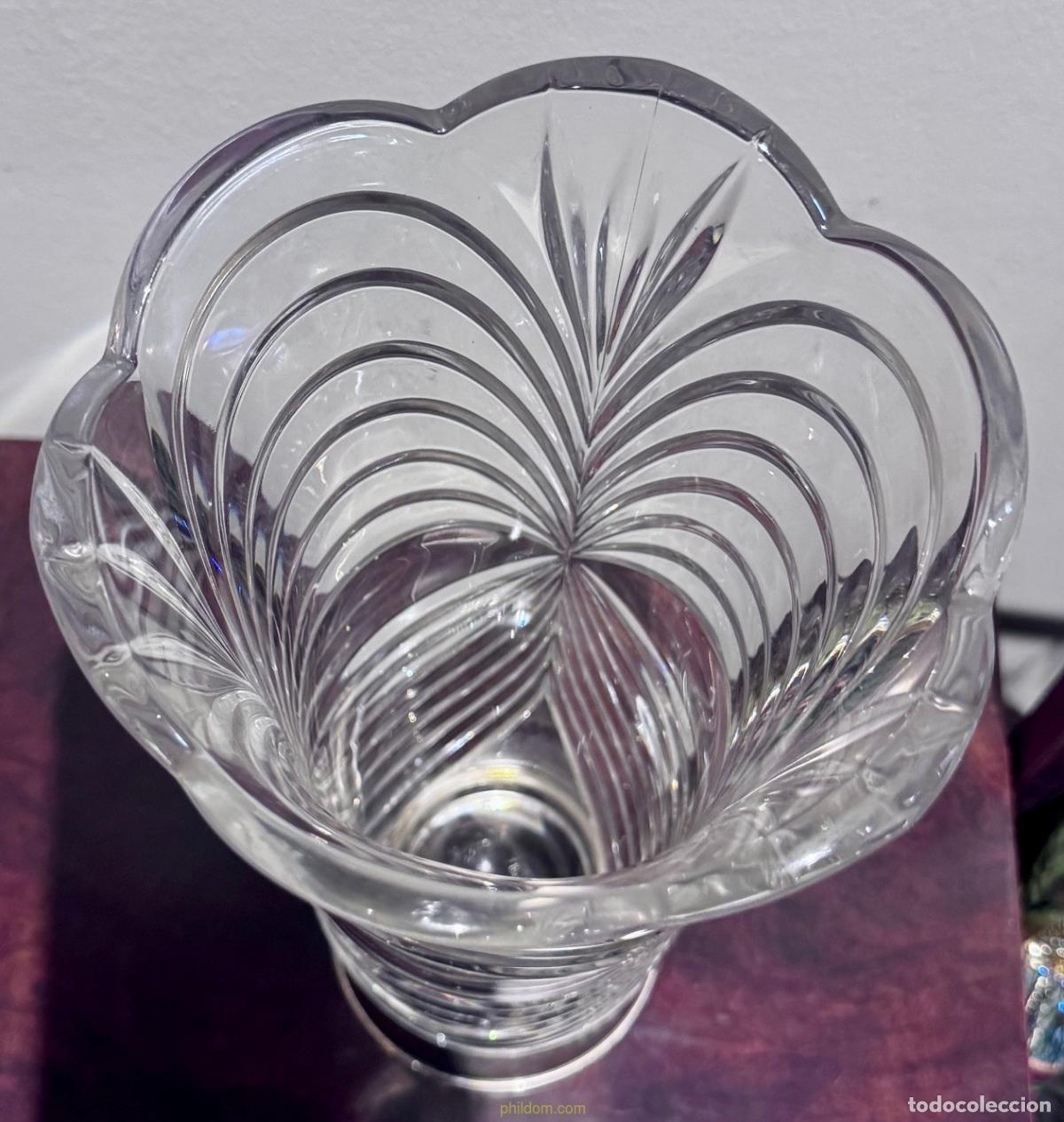 Antig&uuml;edades: JARRON CRISTAL TALLADO PIE DE PLATA 32cm - Foto 4