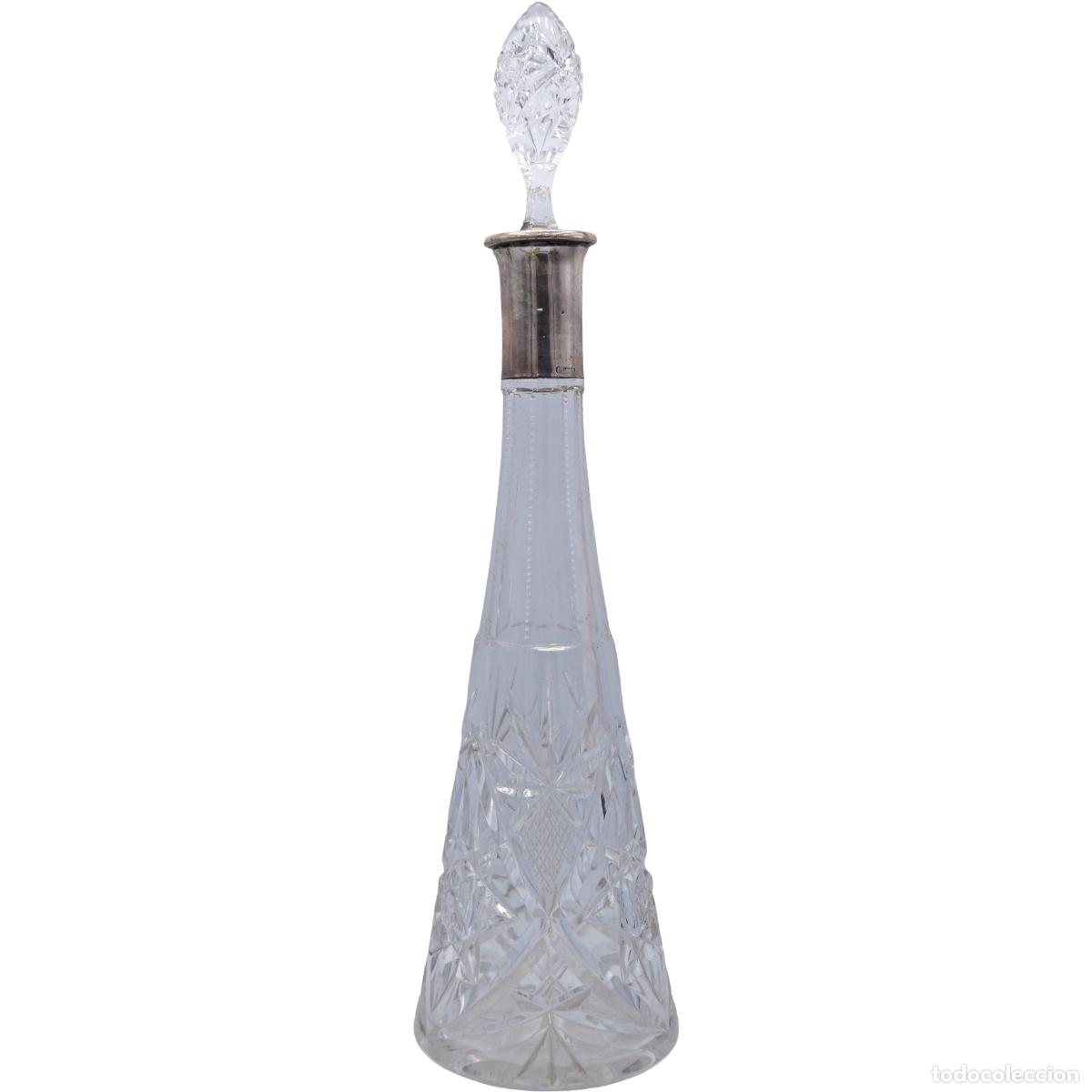 Antig&uuml;edades: Licorera de cristal tallado con cuello de plata - Foto 2
