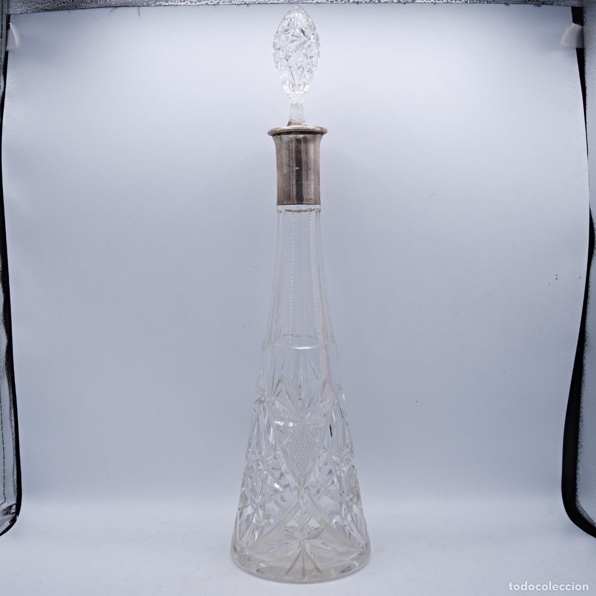 Antig&uuml;edades: Licorera de cristal tallado con cuello de plata - Foto 11
