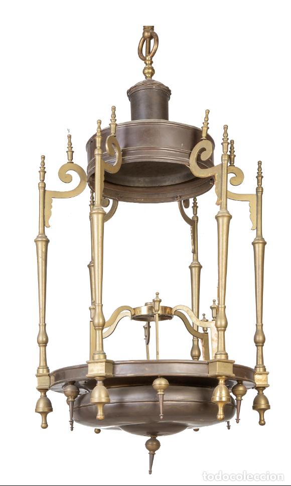 Antig&uuml;edades: Farol de techo de bronce, Espa&ntilde;a, S. XIX. - Foto 1