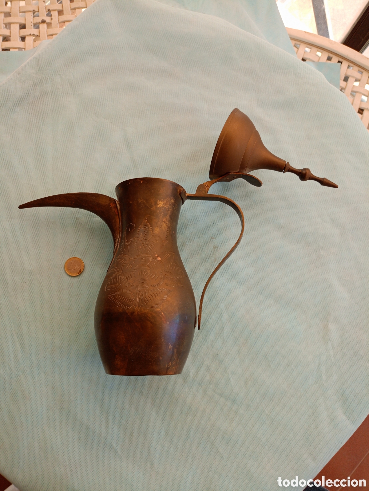 Antig&uuml;edades: ANTIGUA CAFETERA TETERA DE BRONCE DECORADO - Foto 2