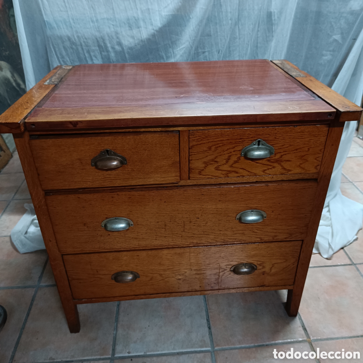 Antig&uuml;edades: Antiguo escritorio de madera de pino - Foto 9