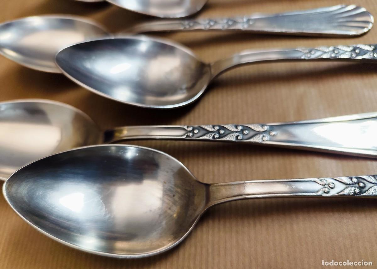 Antig&uuml;edades: Lote de 8 cucharas ba&ntilde;o de plata - Foto 4