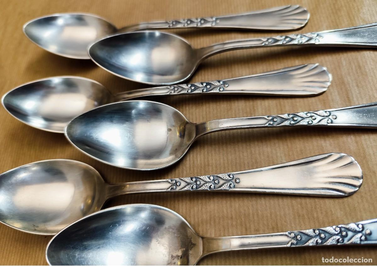 Antig&uuml;edades: Lote de 8 cucharas ba&ntilde;o de plata - Foto 5