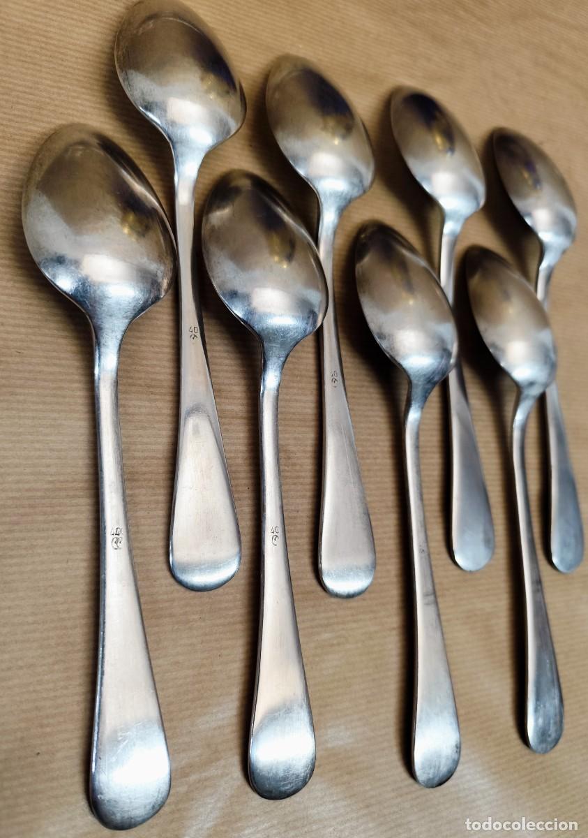 Antig&uuml;edades: Lote de 8 cucharas ba&ntilde;o de plata - Foto 7