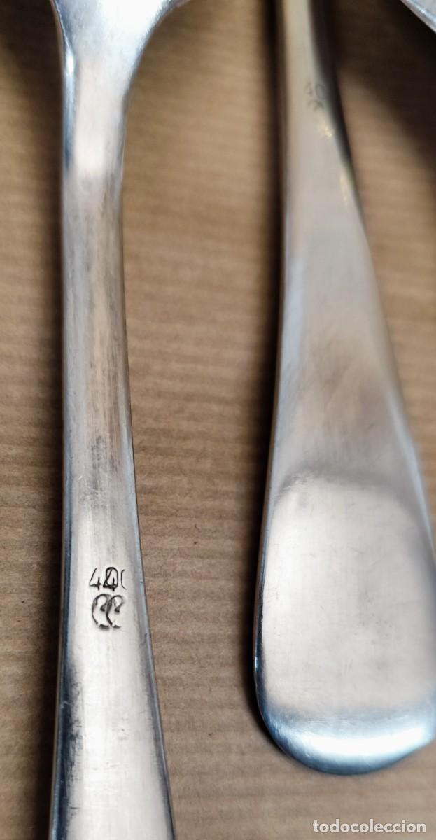 Antig&uuml;edades: Lote de 8 cucharas ba&ntilde;o de plata - Foto 8