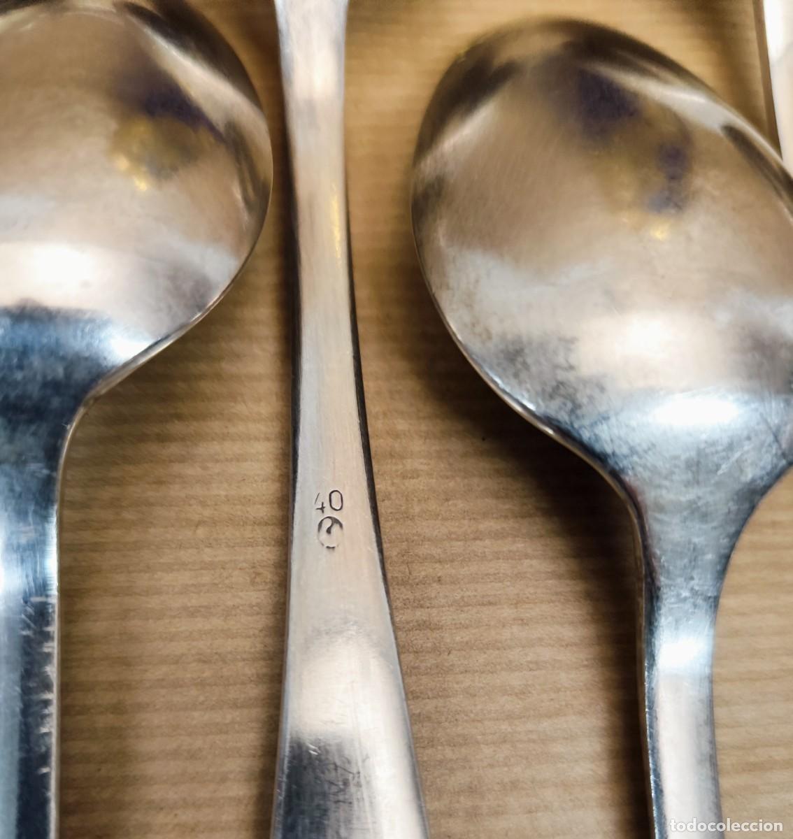 Antig&uuml;edades: Lote de 8 cucharas ba&ntilde;o de plata - Foto 9