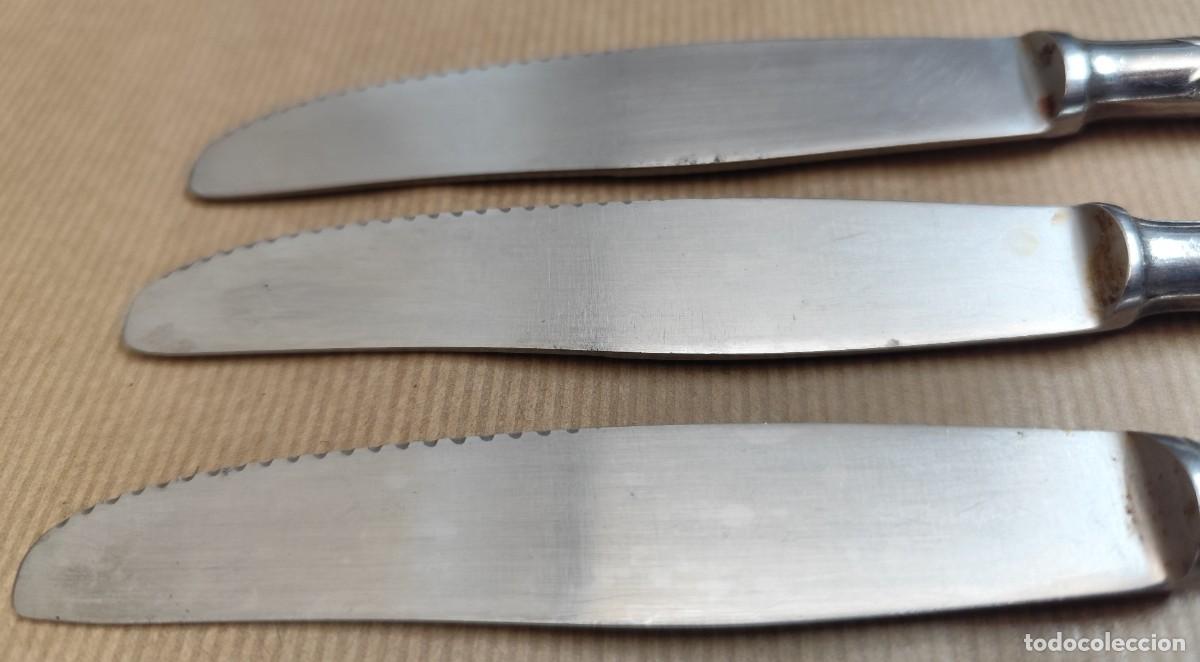 Antig&uuml;edades: 3 cuchillos ba&ntilde;o de plata - Foto 8