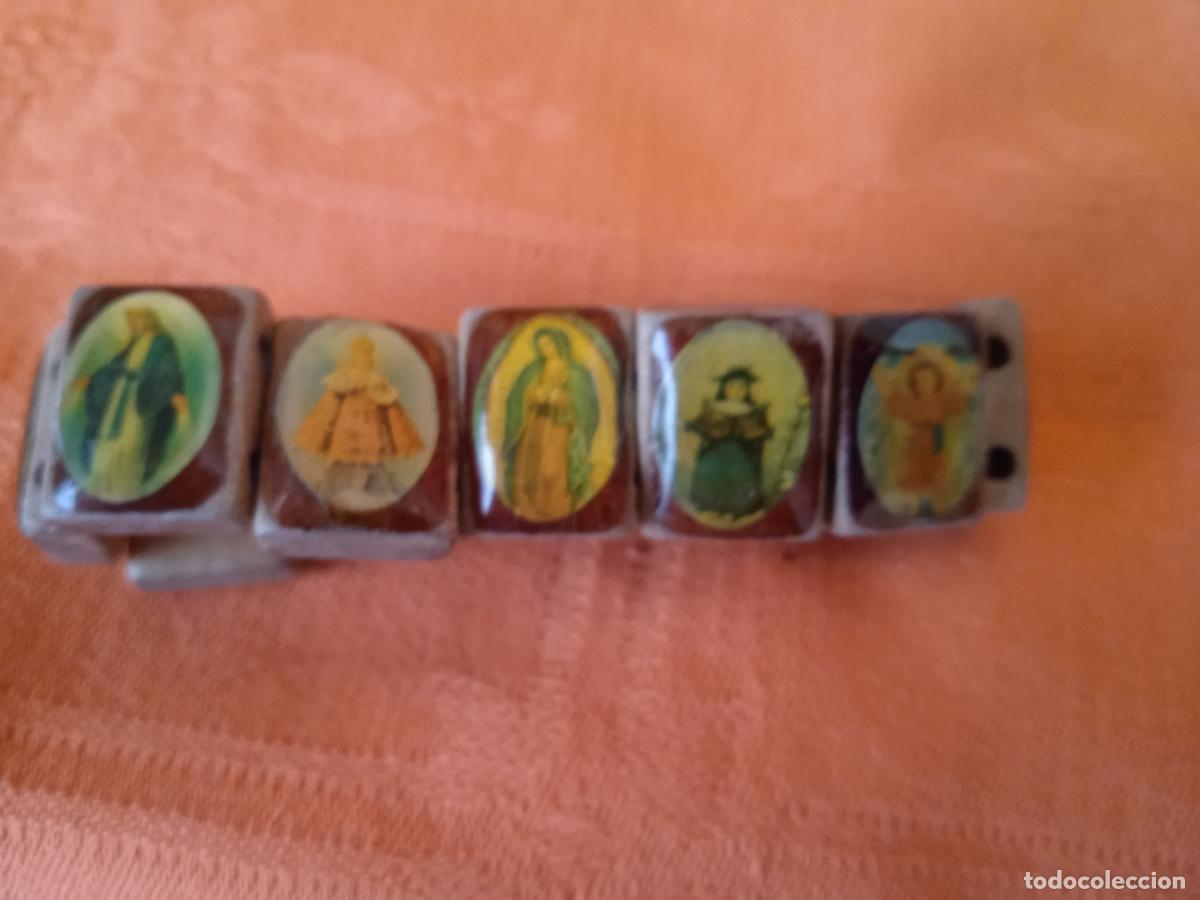 Antig&uuml;edades: ELABORADA PULSERA CON IMAGENES RELIGIOSAS PEGADAS A TROZOS DE MADERA - Foto 2