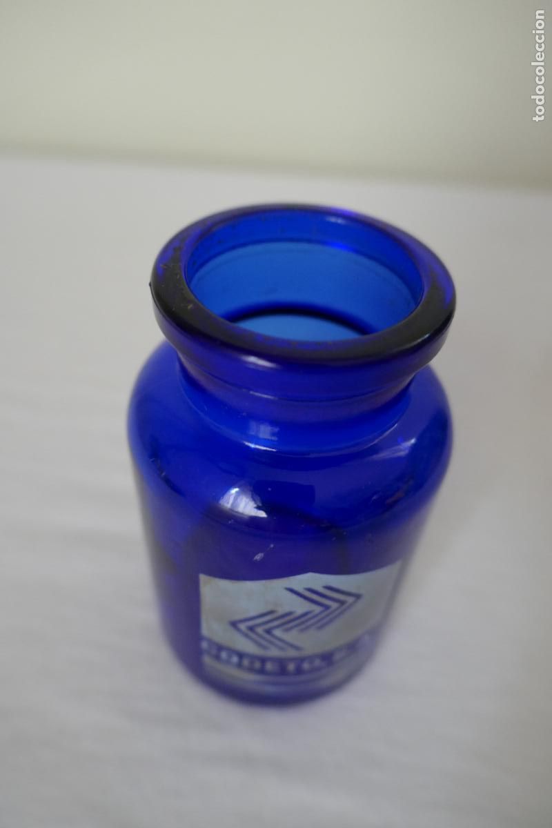 Antig&uuml;edades: FRASCO DE CRISTAL AZUL DE MARCA: CODETO, S.A. - Foto 2