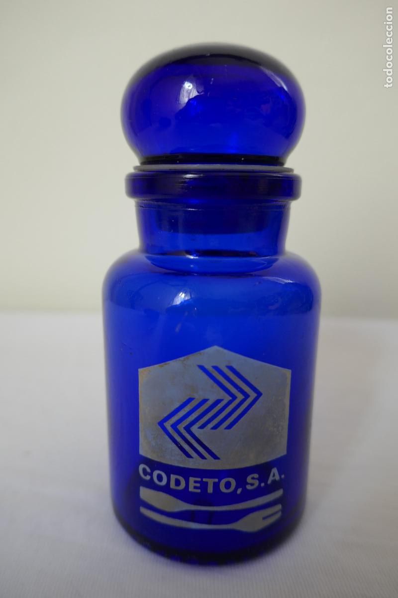 Antig&uuml;edades: FRASCO DE CRISTAL AZUL DE MARCA: CODETO, S.A. - Foto 5
