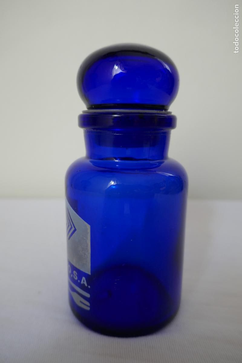 Antig&uuml;edades: FRASCO DE CRISTAL AZUL DE MARCA: CODETO, S.A. - Foto 9