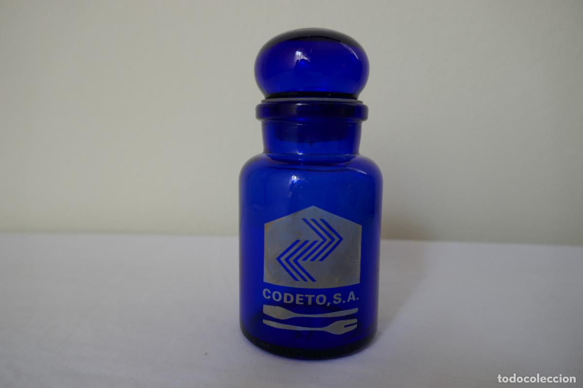 Antig&uuml;edades: FRASCO DE CRISTAL AZUL DE MARCA: CODETO, S.A. - Foto 1