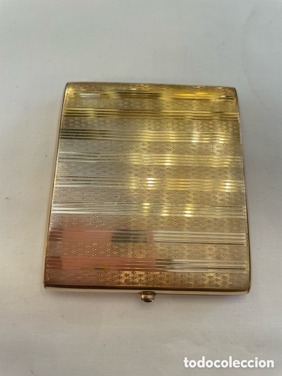 Antig&uuml;edades: Pitillera de plata con ba&ntilde;o de oro. 9 cm - Foto 2
