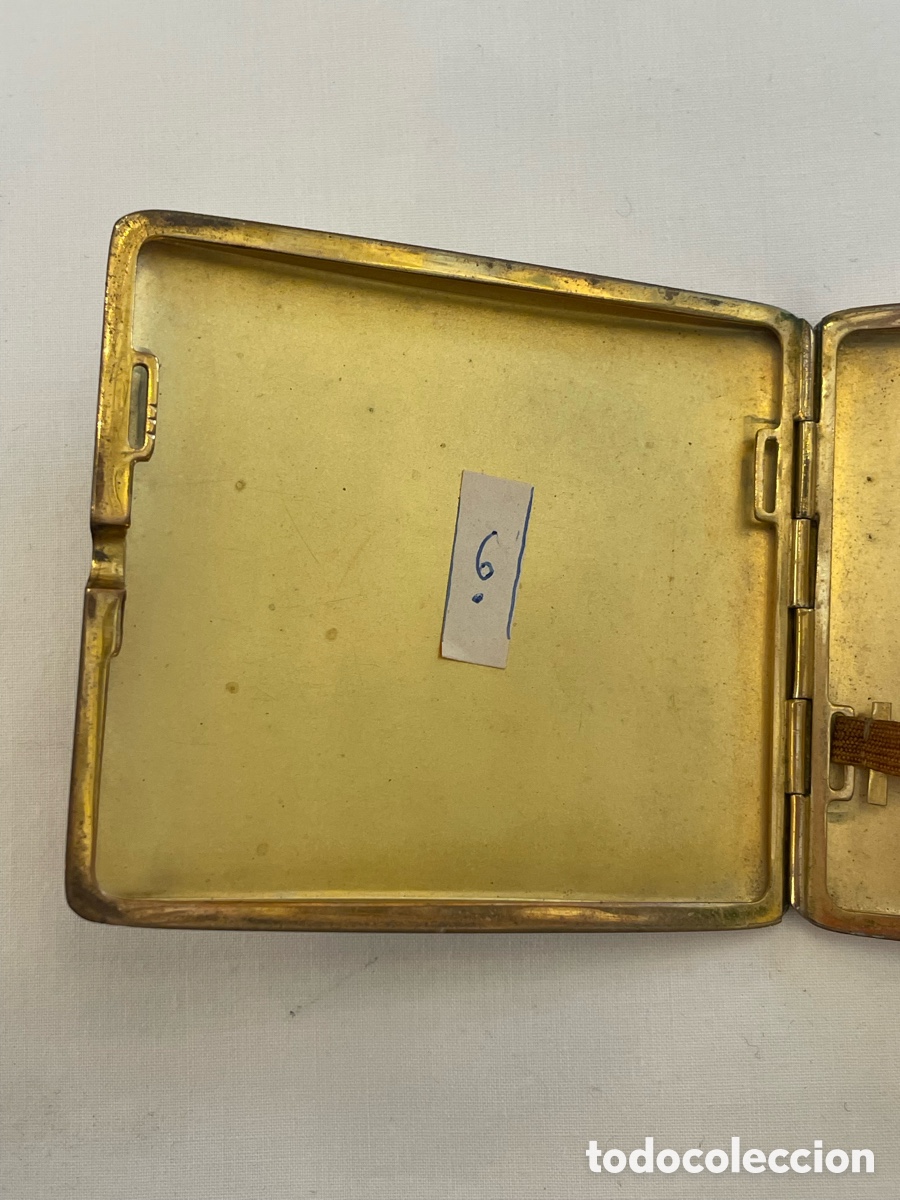 Antig&uuml;edades: Pitillera de plata con ba&ntilde;o de oro. 9 cm - Foto 4