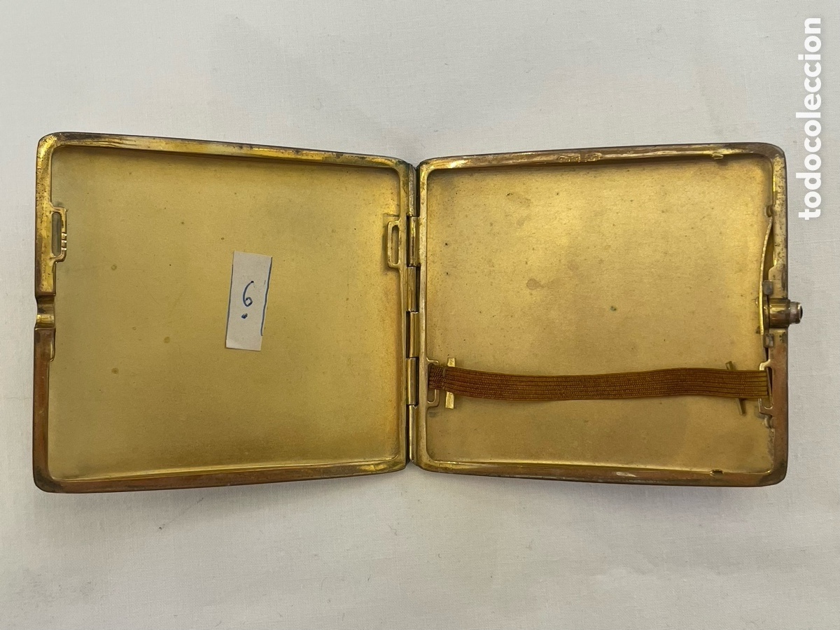 Antig&uuml;edades: Pitillera de plata con ba&ntilde;o de oro. 9 cm - Foto 6