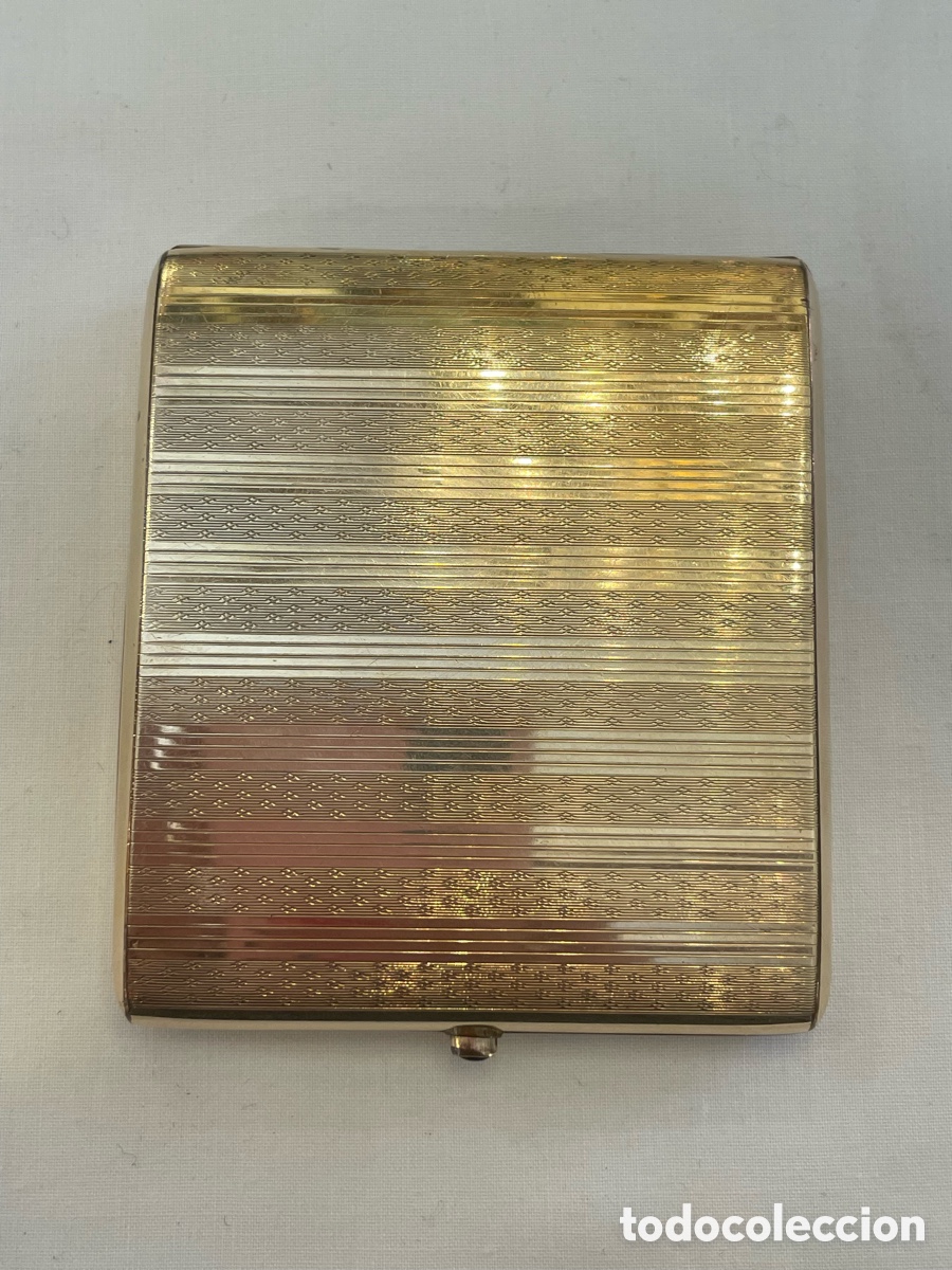 Antig&uuml;edades: Pitillera de plata con ba&ntilde;o de oro. 9 cm - Foto 1