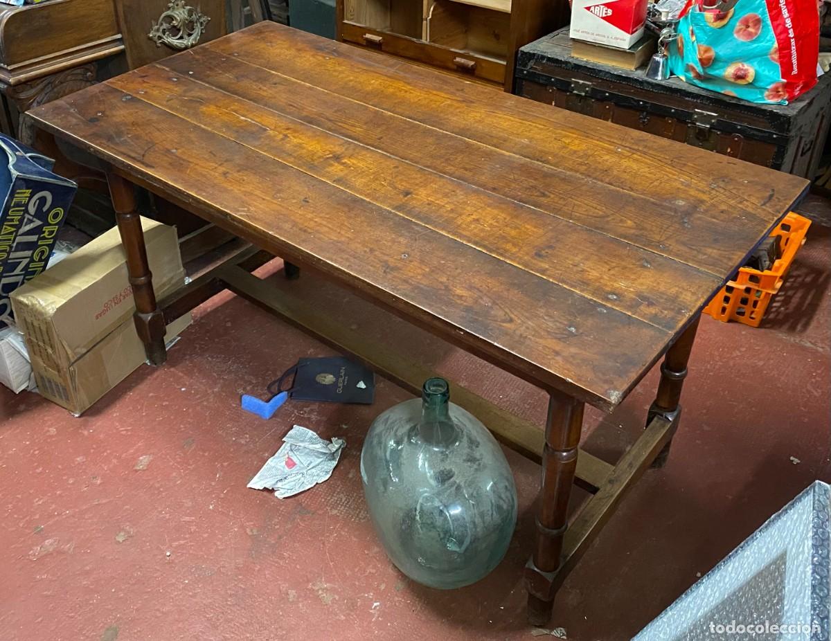 Antig&uuml;edades: Mesa de roble de taberna. XIX. 135x69x70 - Foto 2