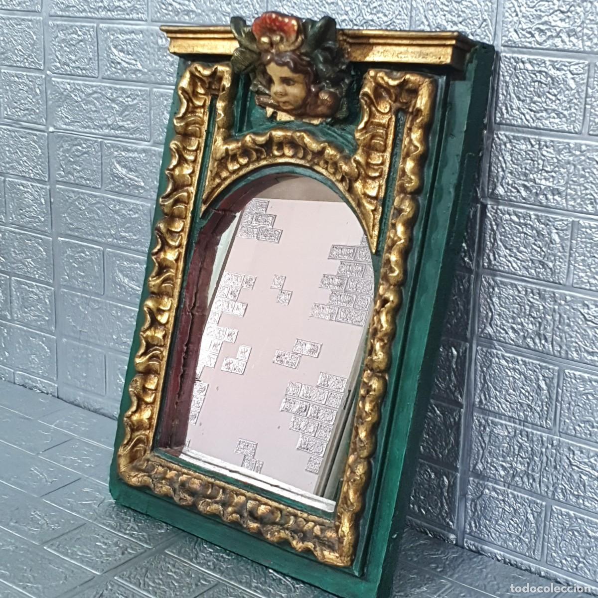 Antig&uuml;edades: Espejo talla policromado - Foto 3