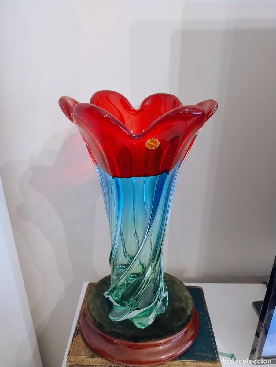 Antig&uuml;edades: JARRON FLORERO MURANO MULTICOLOR &Uacute;NICO - Foto 3