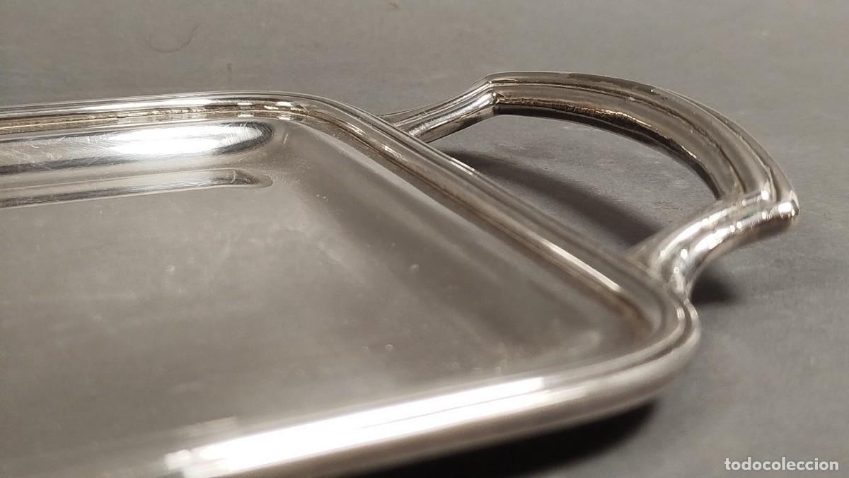 Antig&uuml;edades: BANDEJA DE ALPACA CON 9 COPITAS DE CRISTAL - Foto 2
