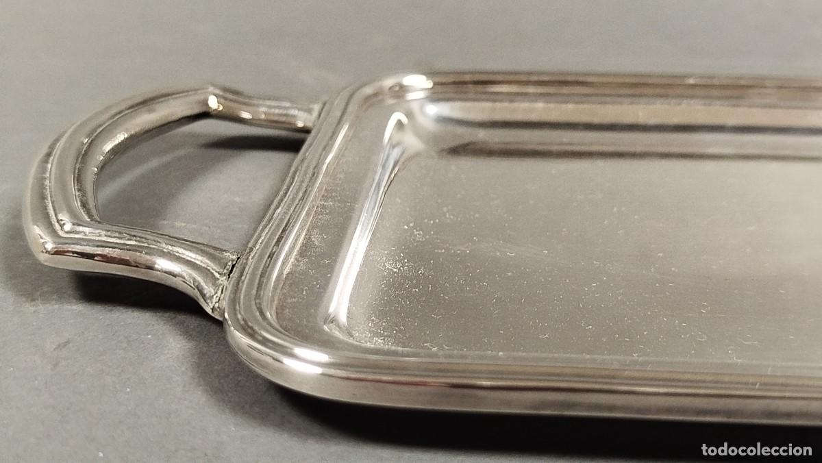 Antig&uuml;edades: BANDEJA DE ALPACA CON 9 COPITAS DE CRISTAL - Foto 3